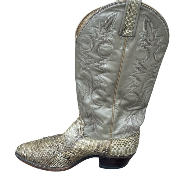 Dan Post snake skin 2 tone boots men’s SZ 9 - Picture 3 of 13